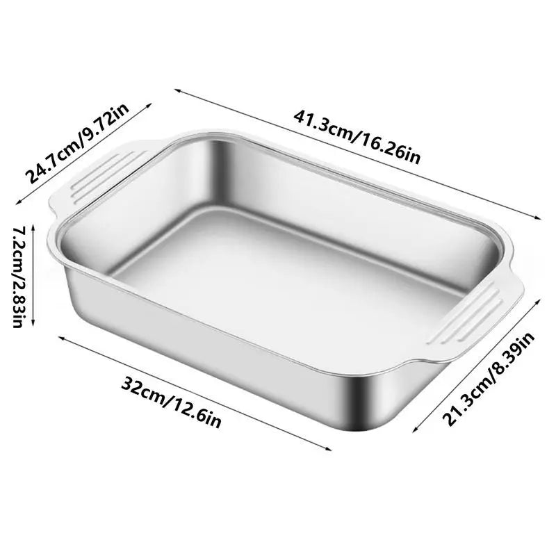 Stainless Steel Grill Pan Rectangle Grill Griddle Plate Metal Seafood Tray Barbecue Trays With Handles Grilling Pan For Family