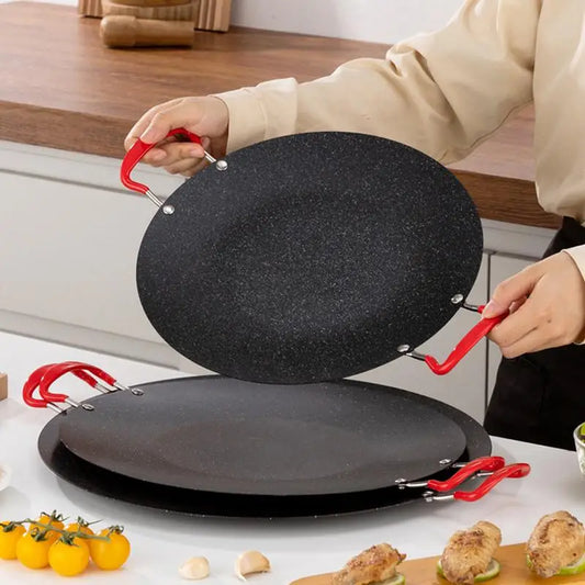 BBQ Grill Pan Heavy Duty Stovetop Grill For Camping Round Griddle Pan Non-Stick Indoor Korean Grill Korean Barbecue Grill With