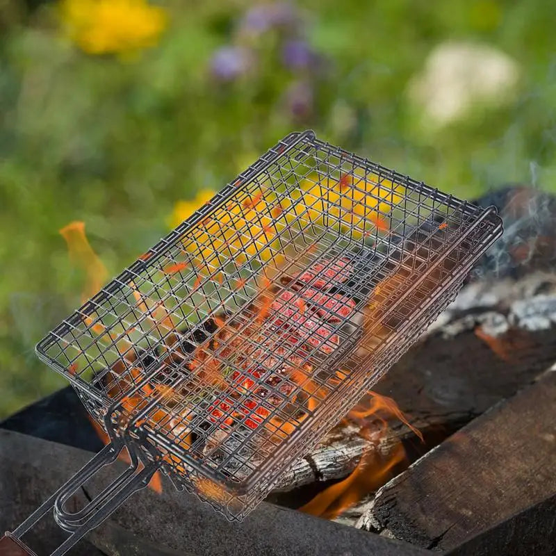 Stainless Steel BBQ Non Stick Grilling Basket Grill Mesh Mat Meat Vegetable Steak Picnic Party Barbecue Tool Heat Resistant