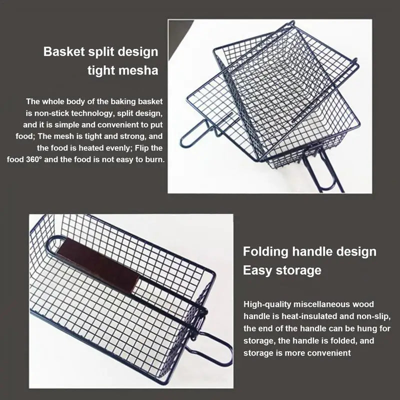 Stainless Steel BBQ Non Stick Grilling Basket Grill Mesh Mat Meat Vegetable Steak Picnic Party Barbecue Tool Heat Resistant