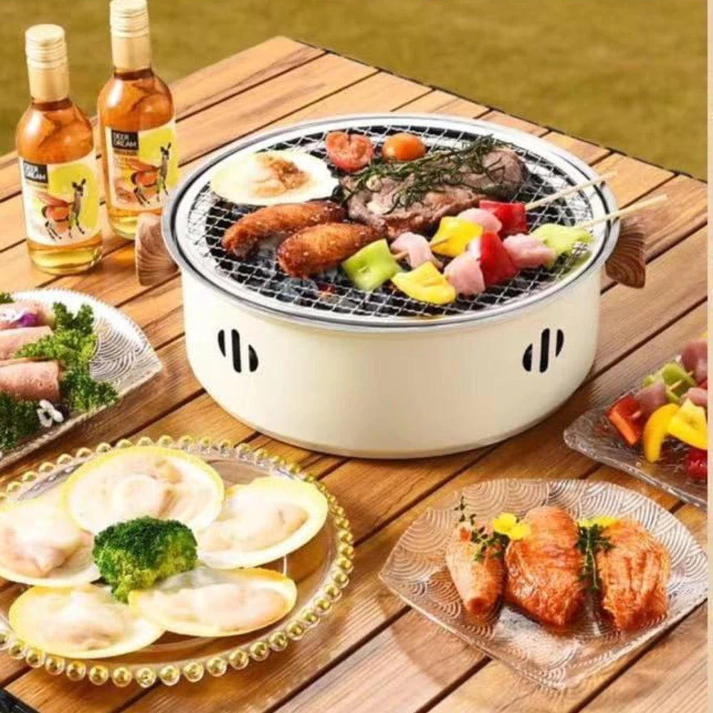 Korean BBQ Grill Charcoal Stove Charcoal Grill Stainless Steel Outdoor Camping Cooking Tea Around The Stove Barbecue Stove